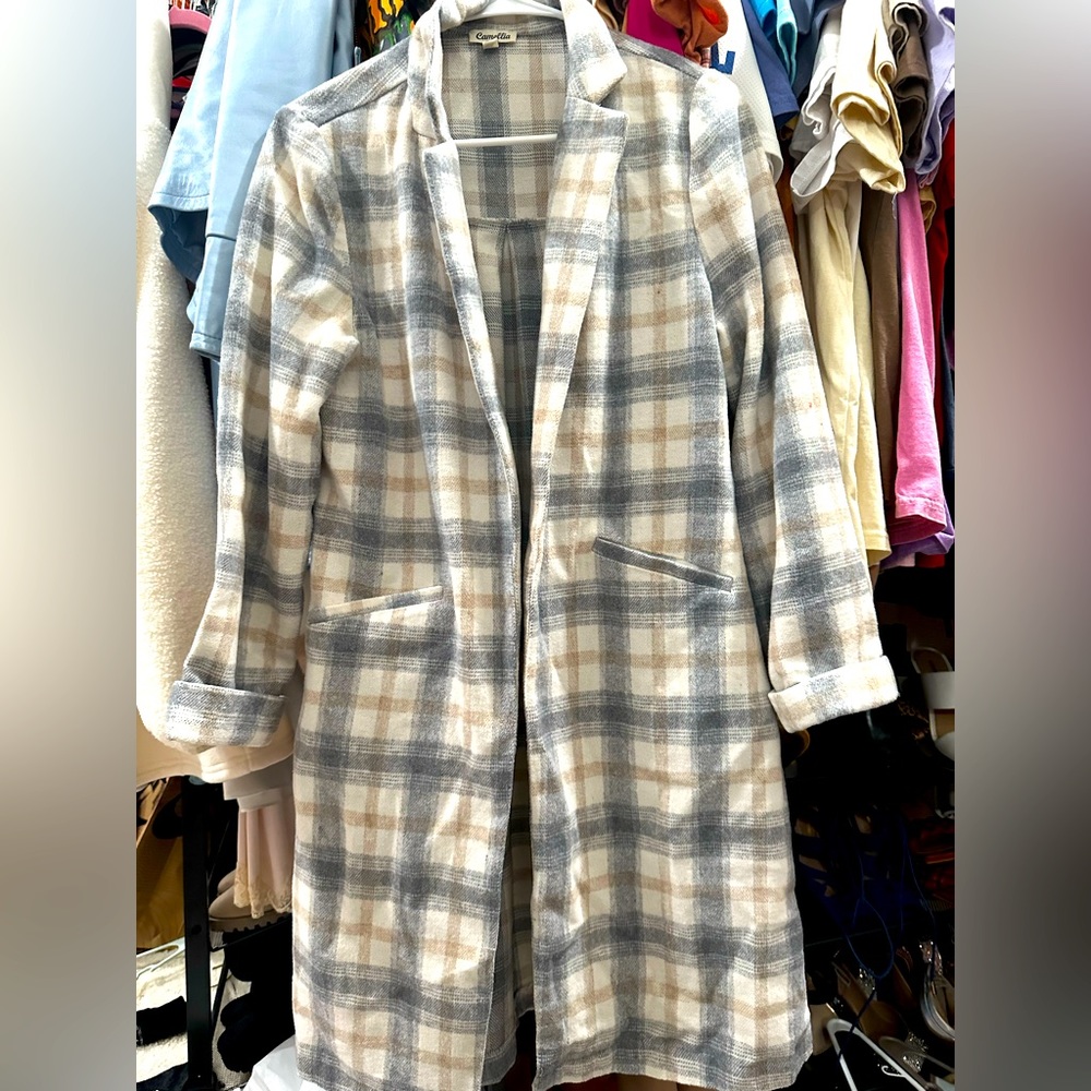 Plaid long flannel coat